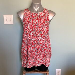 Old Navy Red and White Floral Tank Top
